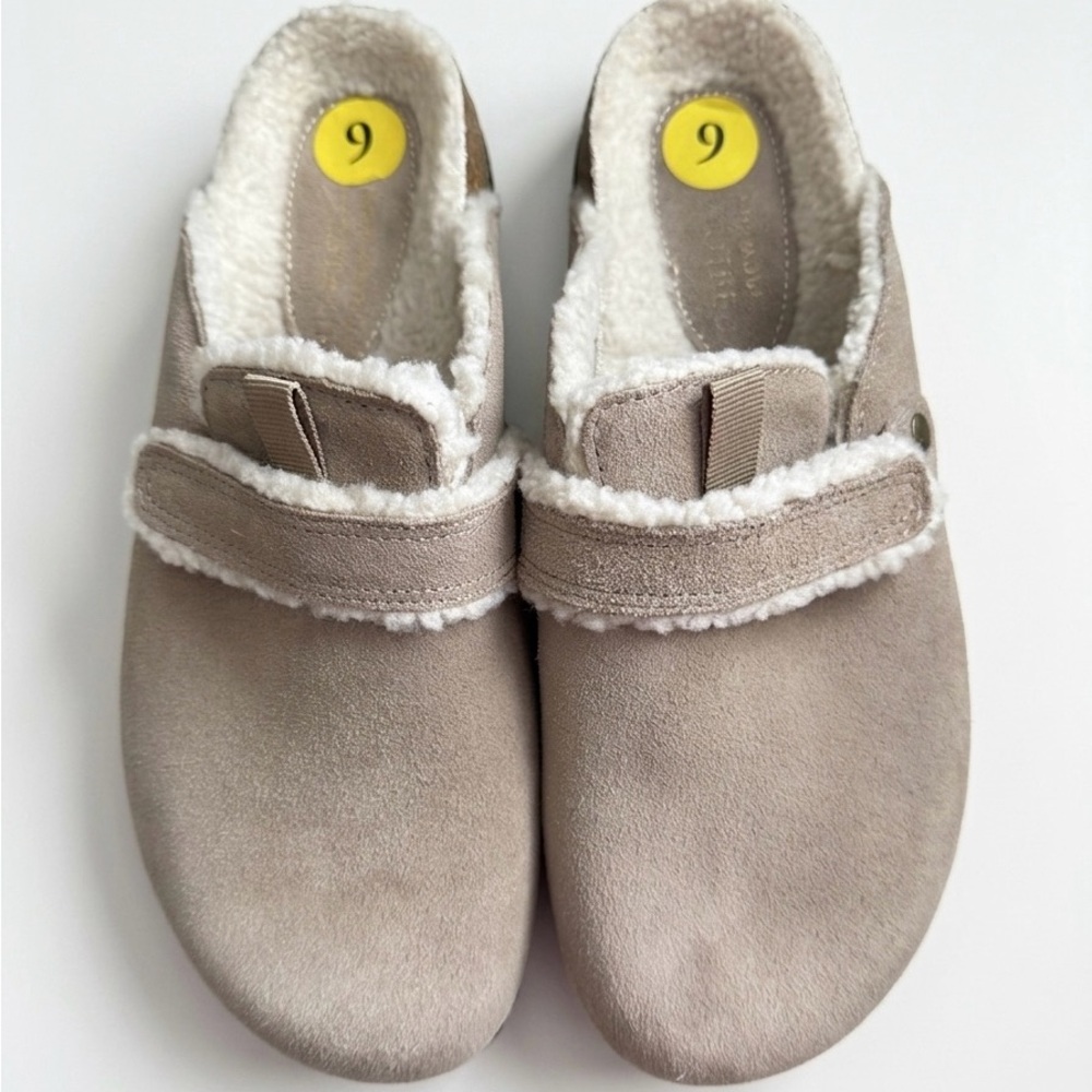 White Mountain footwear Cozy Suede Shearling-Lined Slip-On Clogs - Taupe